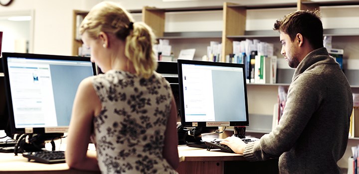 Students searching on  computers