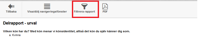 filtrera rapport