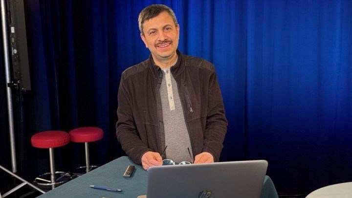 Man in front of computer