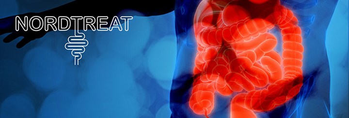 Genomskärning av tarmsystem och texten Nordtreat.