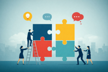 Picture of people building a puzzle