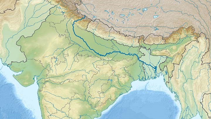 Karta över norra Indien och Bangladesh