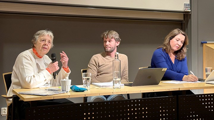 Mieke Verloo, Hansalbin Sältenberg och Elzbieta Korolczuk på scenen.