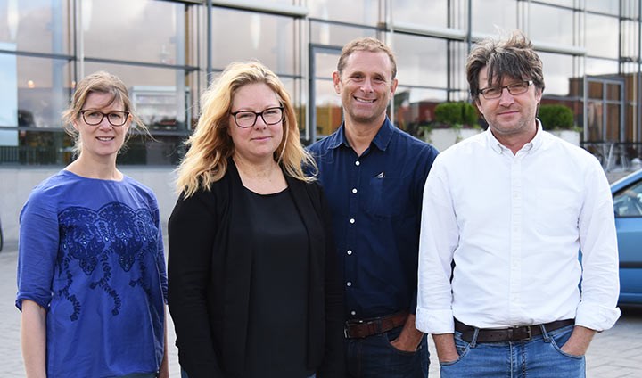 Anna Rotander, Anna Kärrman, Magnus Engwall och Steffen Keiter föreläser om mikroplaster för Kungen.