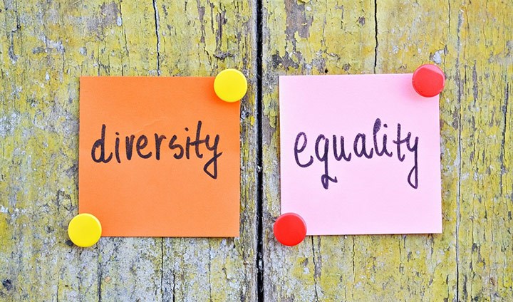 Signs with the word diversity and equality.