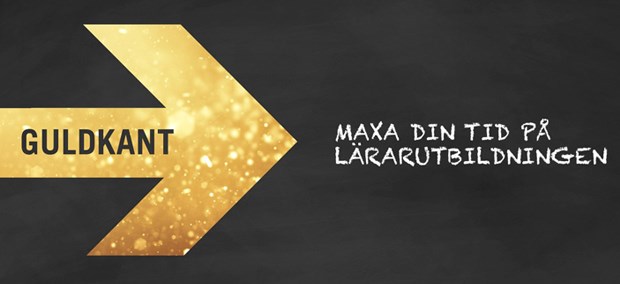 glittrig pil på svart bakgrund med texten guldkant