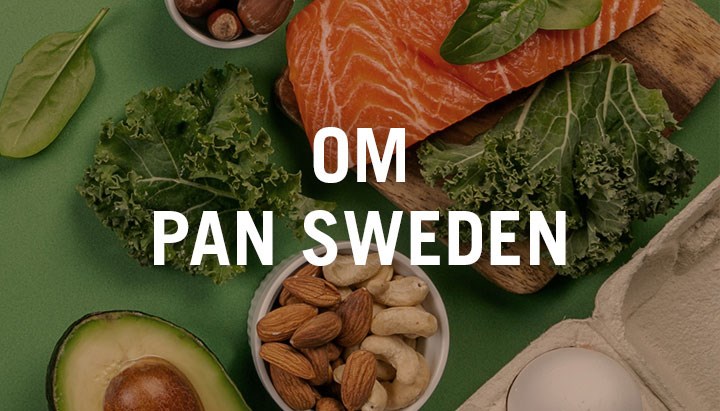 Matvaror och texten Om PAN Sweden.