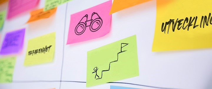 Post-it-lappar i färg och med text