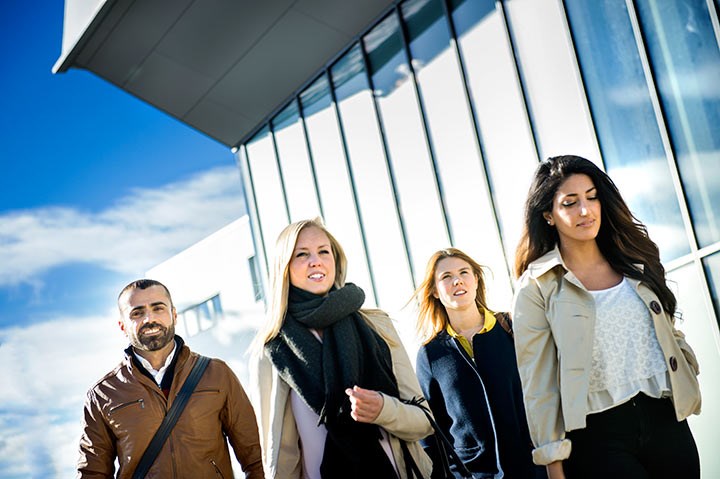 Students outside the Nova building